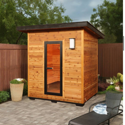 Denali 4-Person Contemporary Outdoor Sauna with Harvia Heater